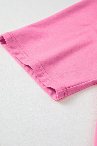 Sachet Pink Floral Patched Half Sleeve Tunic Top