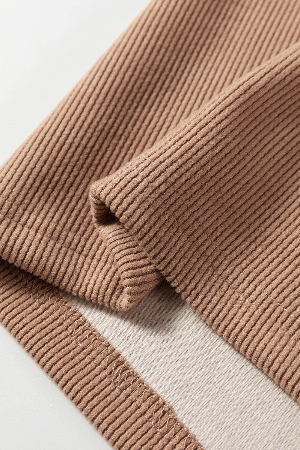 Dark Khaki Leopard Drawstring Pullover Hoodie and High Waist Pants Corduroy Suit