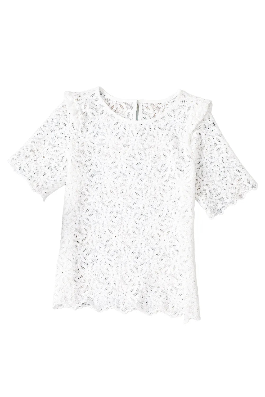 White Elegant Flower Embroidery Hollowed Blouse - Chic Meadow Boutique 