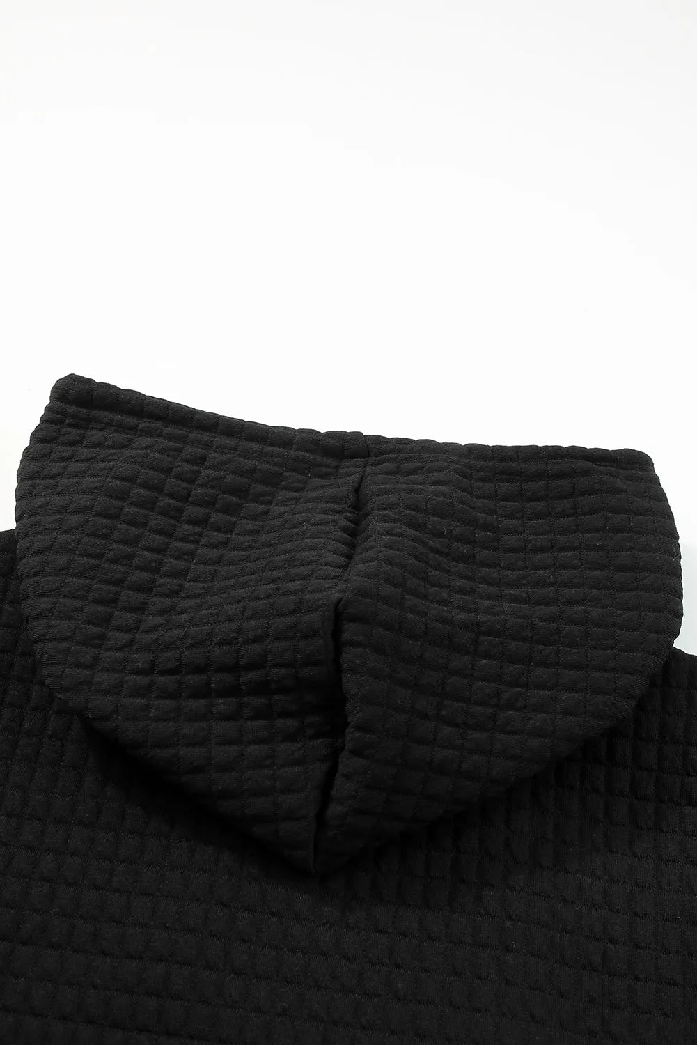 Black Quilted Kangaroo Pocket Drawstring Hoodie - Chic Meadow Boutique 