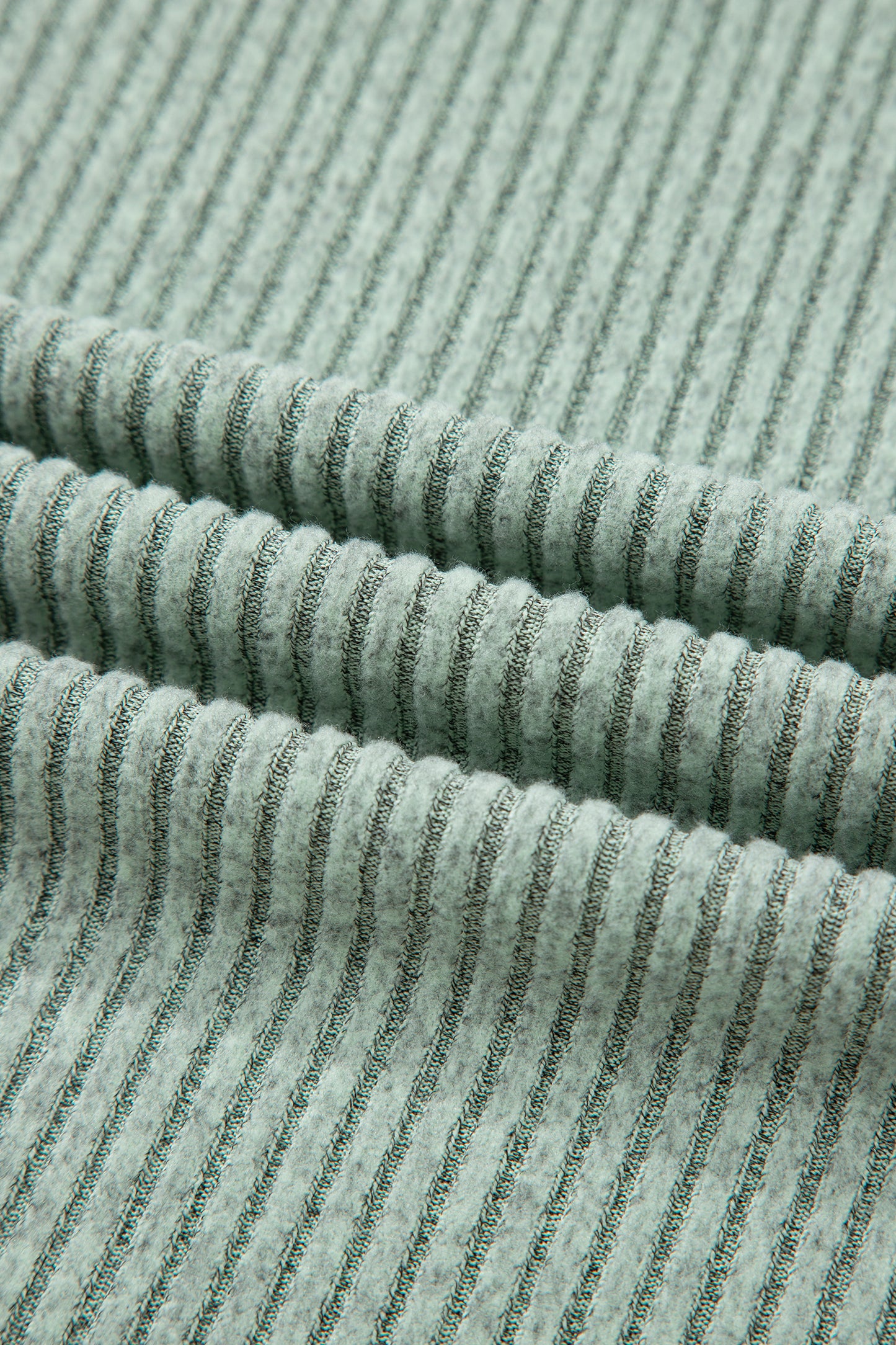Grass Green Ribbed Notched Neck Knit Long Sleeve Leggings Two Pieces Lounge Set