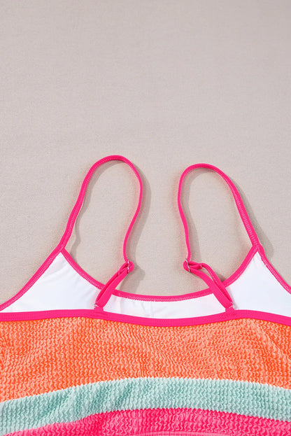 Grapefruit Orange Color Block High Waisted Sexy Bikini Set - Chic Meadow Boutique 