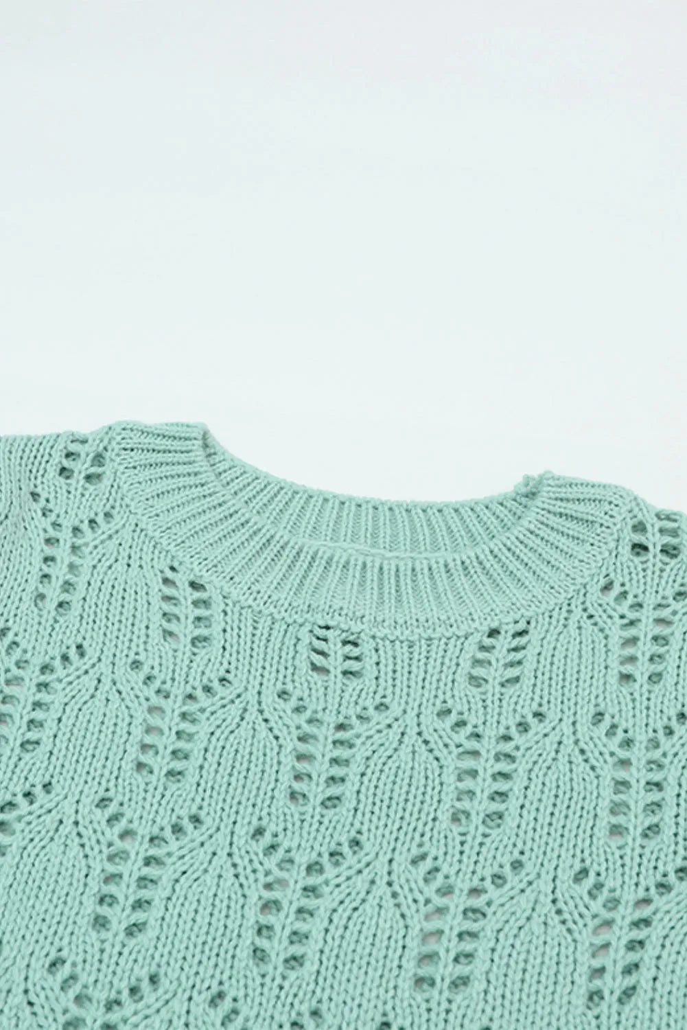 Green Sheer Knitted Pointelle Sweater - Chic Meadow Boutique 