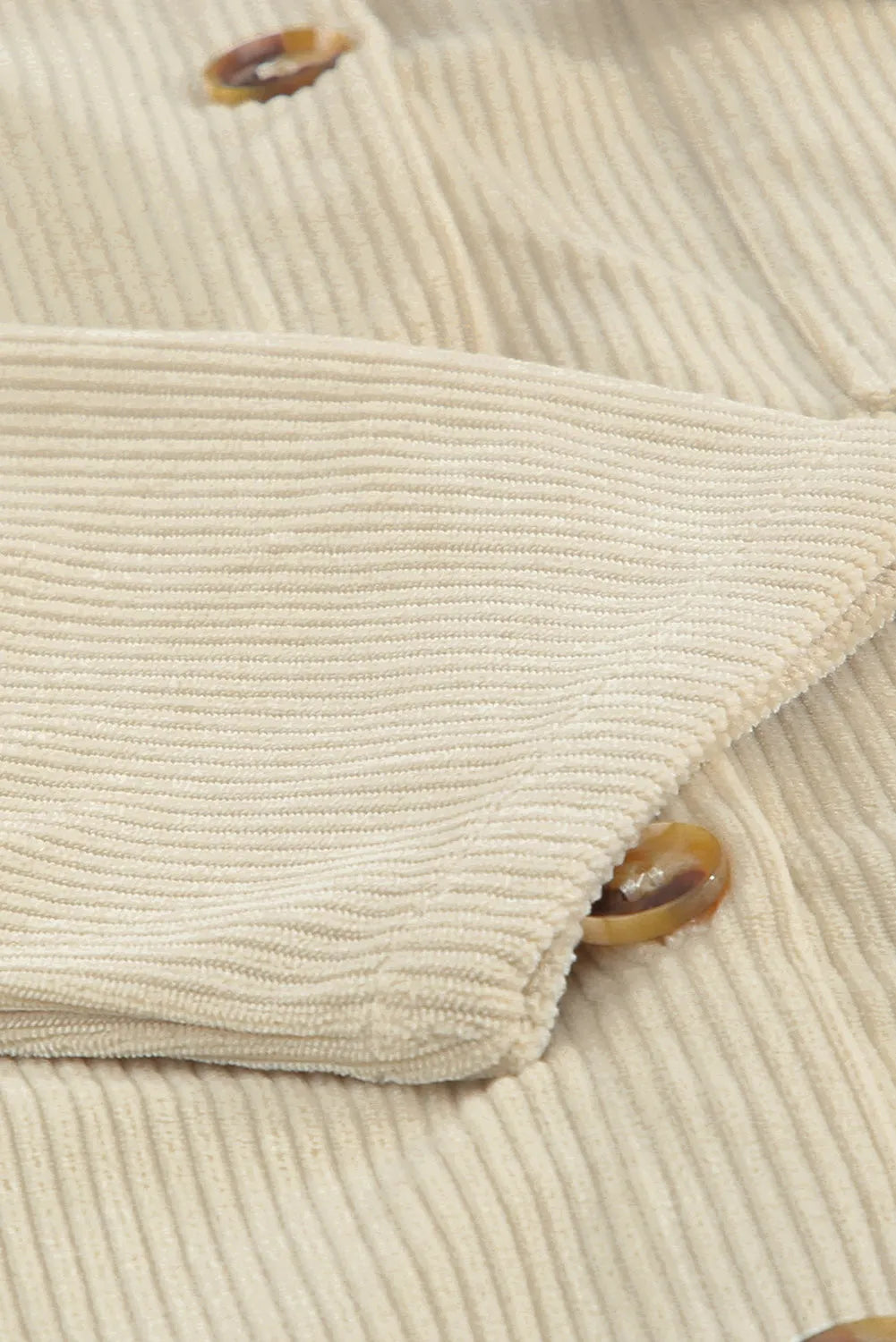 Beige Pocketed Button Ribbed Textured Shacket - Chic Meadow Boutique 