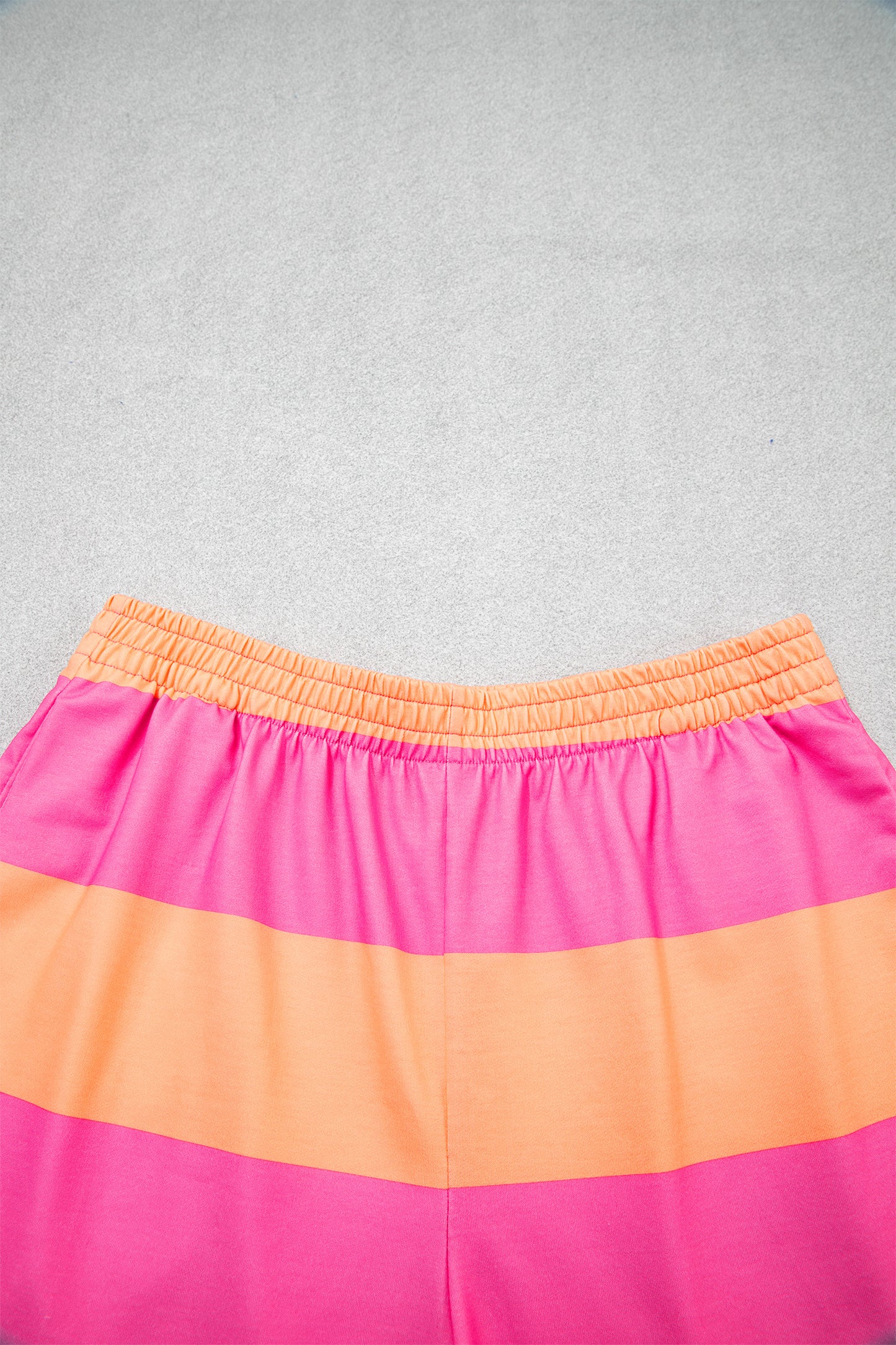 Pink Seam Detail Half Zip Tee Casual Shorts 2pcs Set