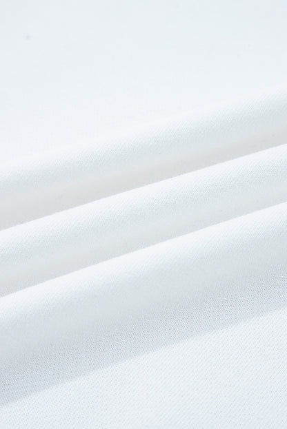 White Varsity Striped Detail Drop Shoulder Oversized Sweatshirt