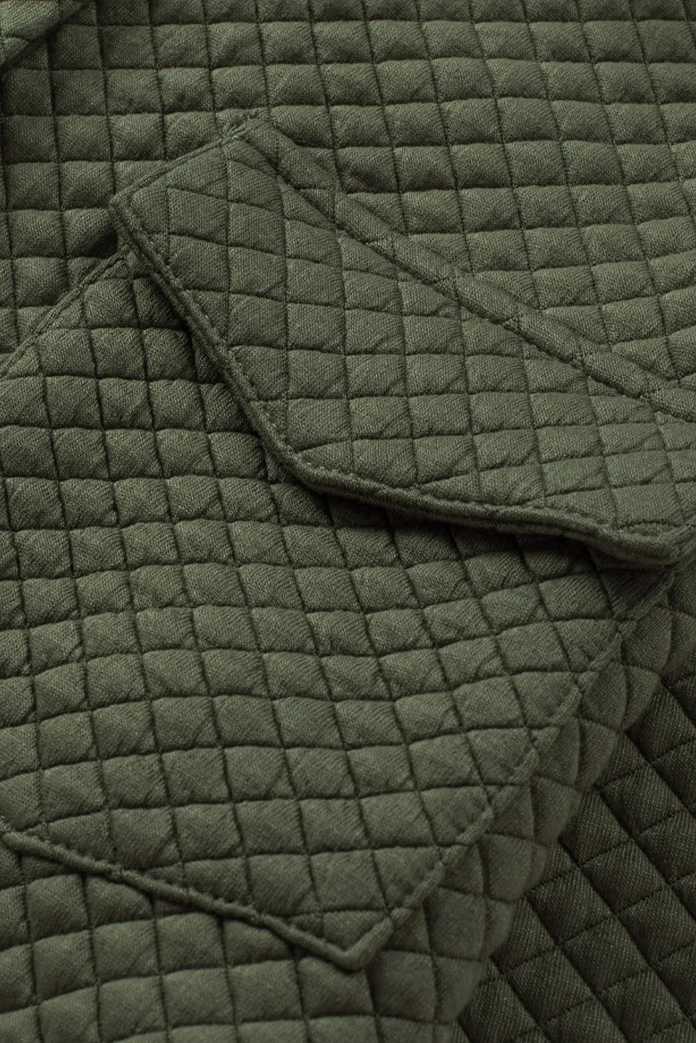 Green Retro Quilted Flap Pocket Button Shacket - Chic Meadow Boutique 