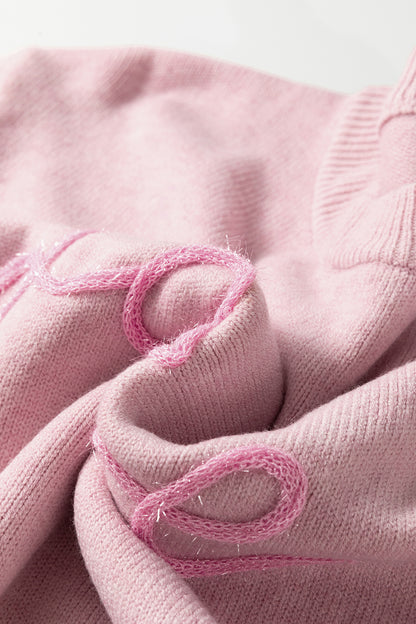 Pink Corded Love Script Graphic Baggy Sweater
