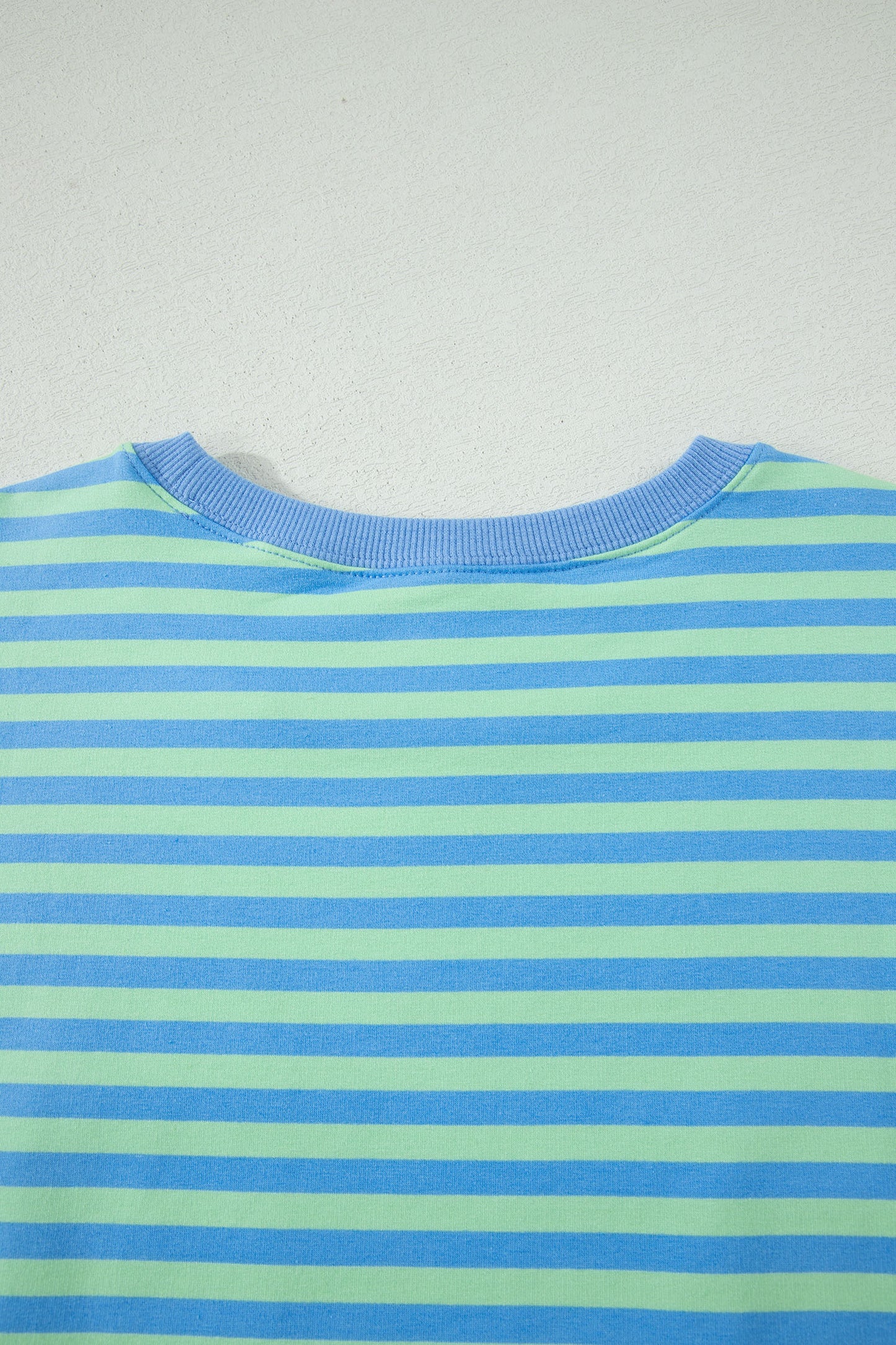 Green Stripe Striped Ribbed Cotton Two-Piece Pant Set with Chest Patch Detail