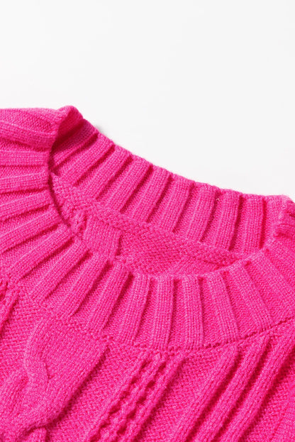 Strawberry Pink Textured Knit Ruffled Mock Neck Sweater Tank - Chic Meadow Boutique 