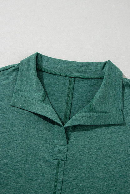 Evergreen Exposed Seam Collared Pocketed Loose Sweatshirt - Chic Meadow Boutique 