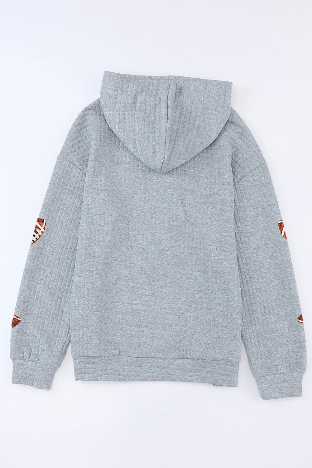 Gray Sequin Rugby Waffle Knit Kangaroo Pocket Loose Hoodie - Chic Meadow Boutique 