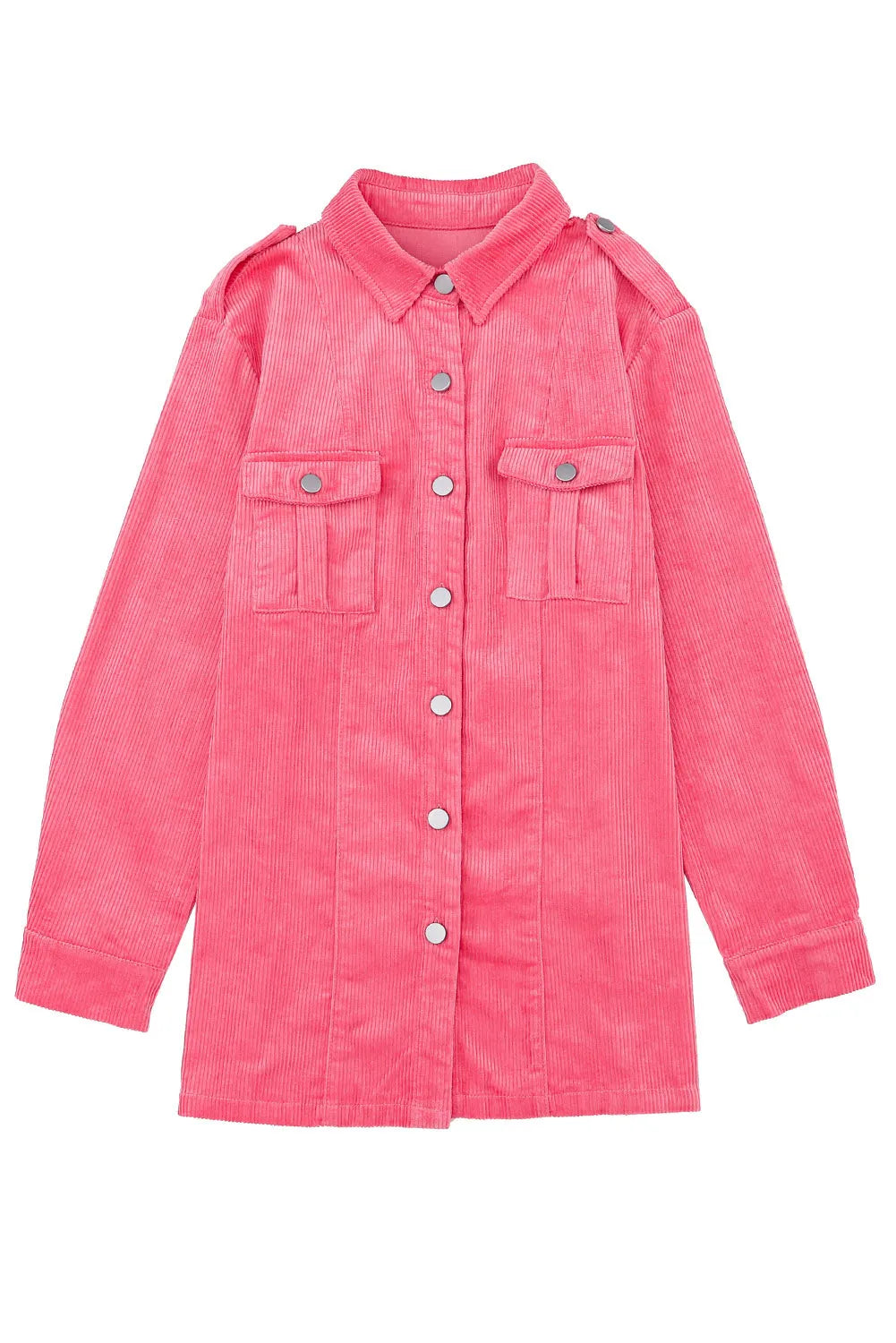 Pink Buttoned Flap Pocket Corduroy Jacket - Chic Meadow Boutique 