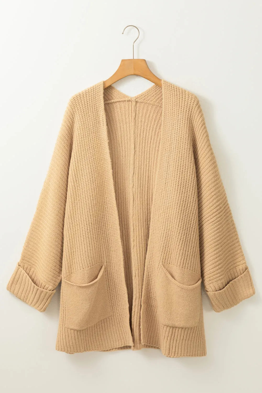 Apricot Oversized Fold Over Sleeve Sweater Cardigan - Chic Meadow Boutique 