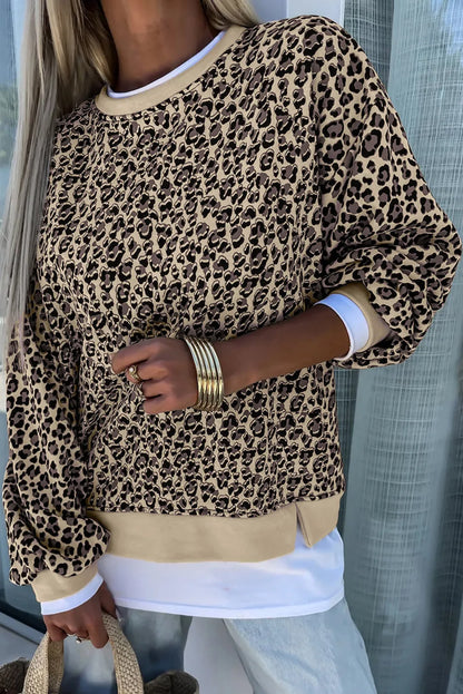 Parchment Leopard Print Crew Neck Sweatshirt - Chic Meadow Boutique 