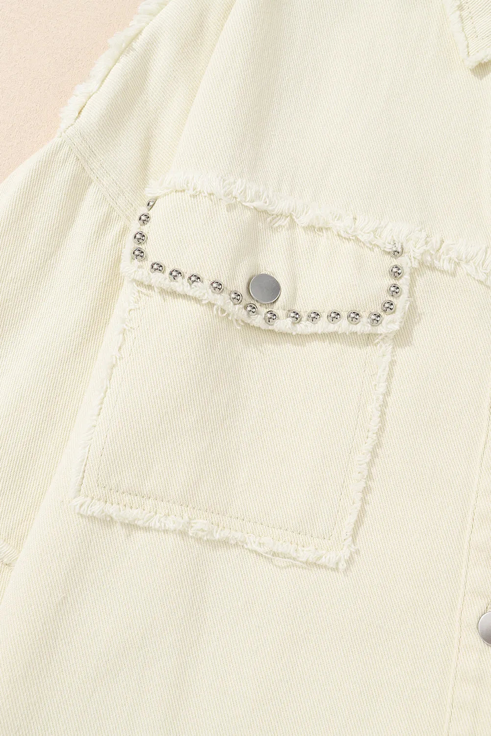 White Frayed Exposed Seam Denim Jacket - Chic Meadow Boutique 