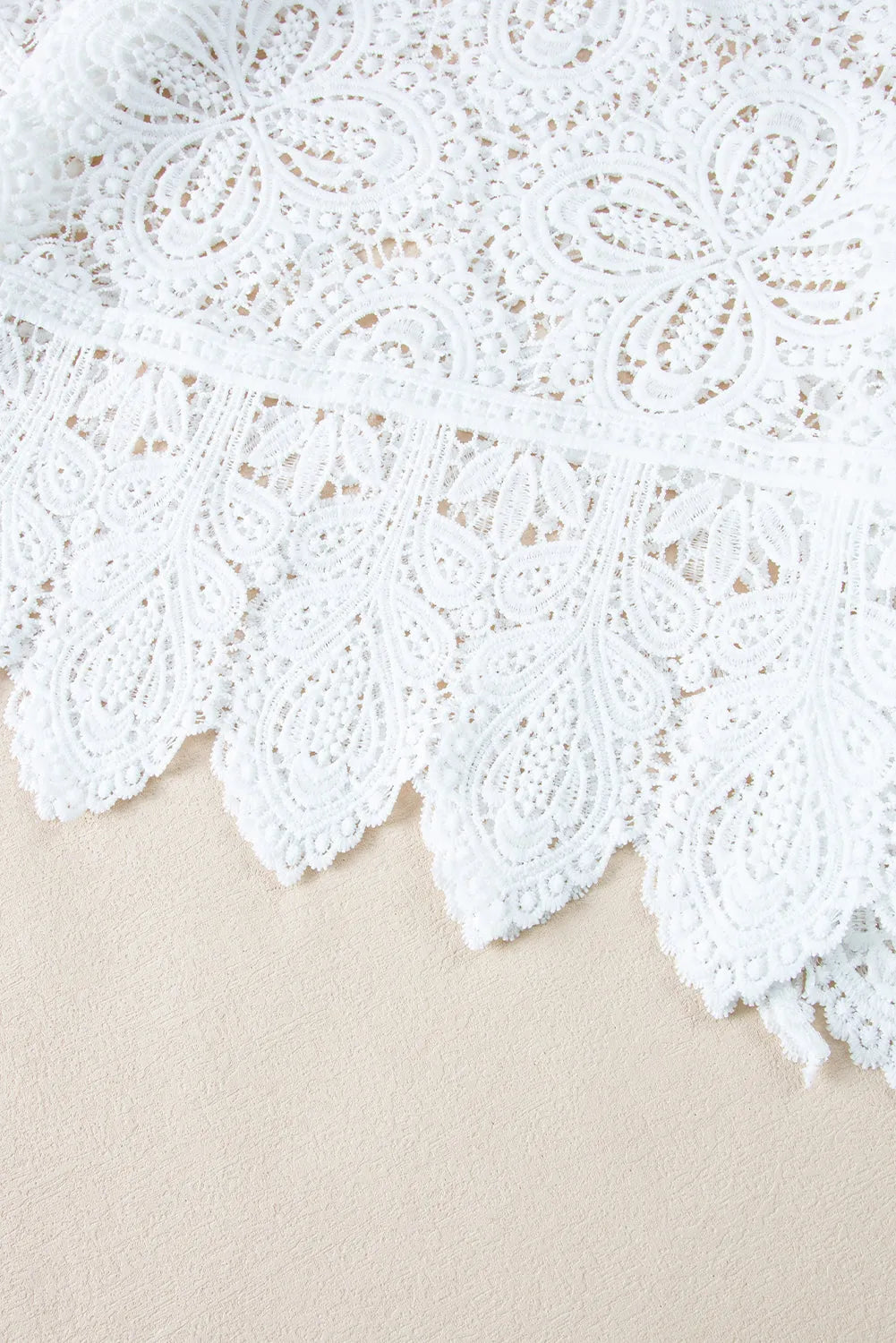 Oatmeal Bohemian Macrame Lace Crochet Half Sleeve Blouse - Chic Meadow Boutique 