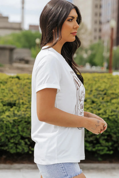 White NASHVILLE MUSIC CITY Graphic Crew Neck Tee - Chic Meadow Boutique 