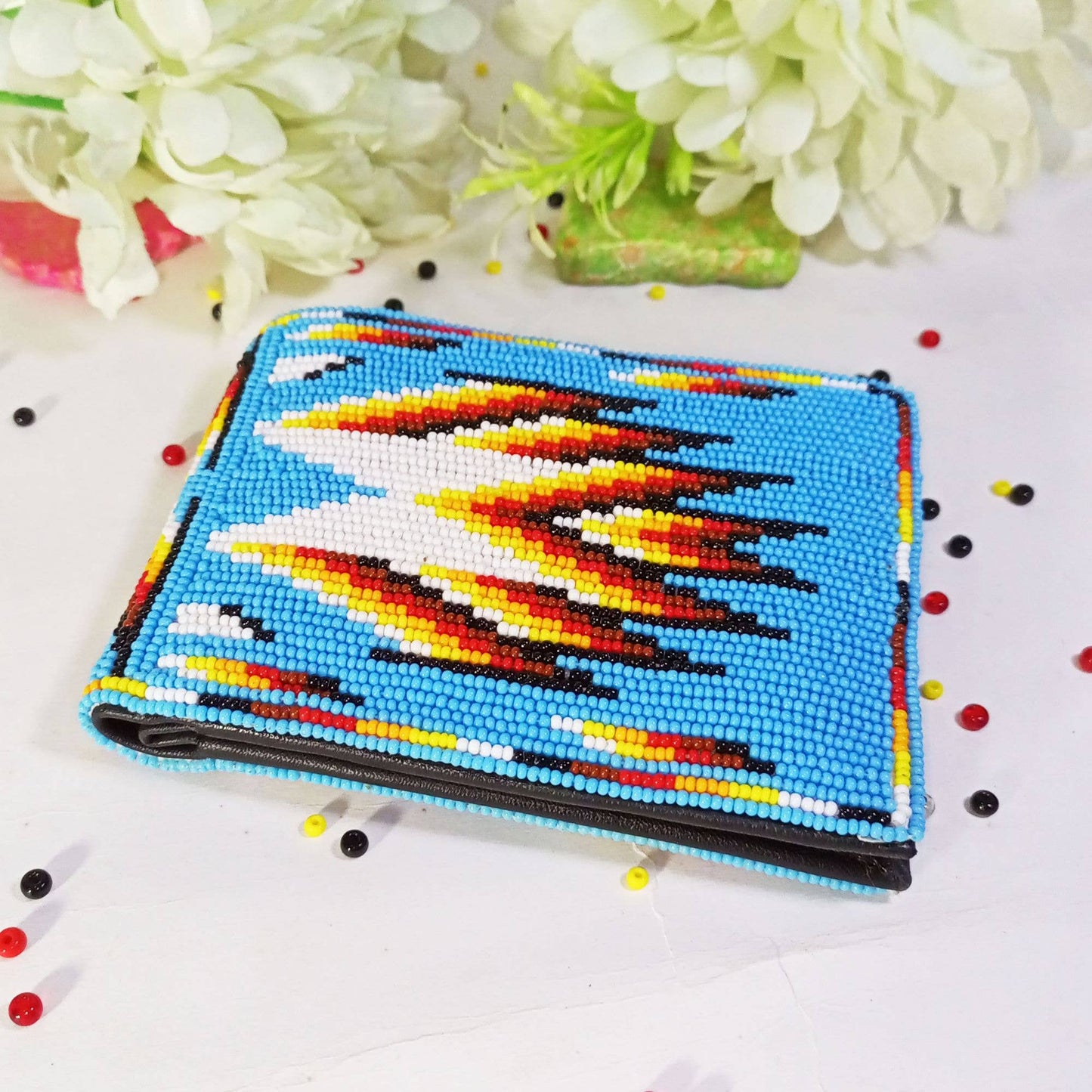 Handmade Beaded Wallet with intricate Beadwork Bifold Wallet