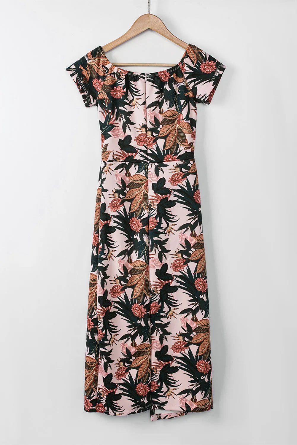 Pink Pattern Print Off Shoulder Slit Bodycon Midi Dress - Chic Meadow Boutique 