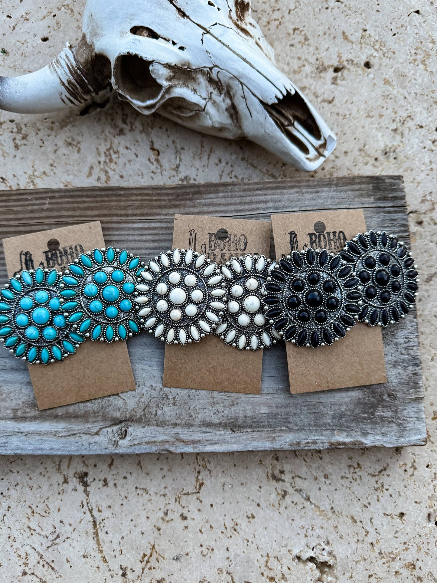 Western Round Concho Earrings