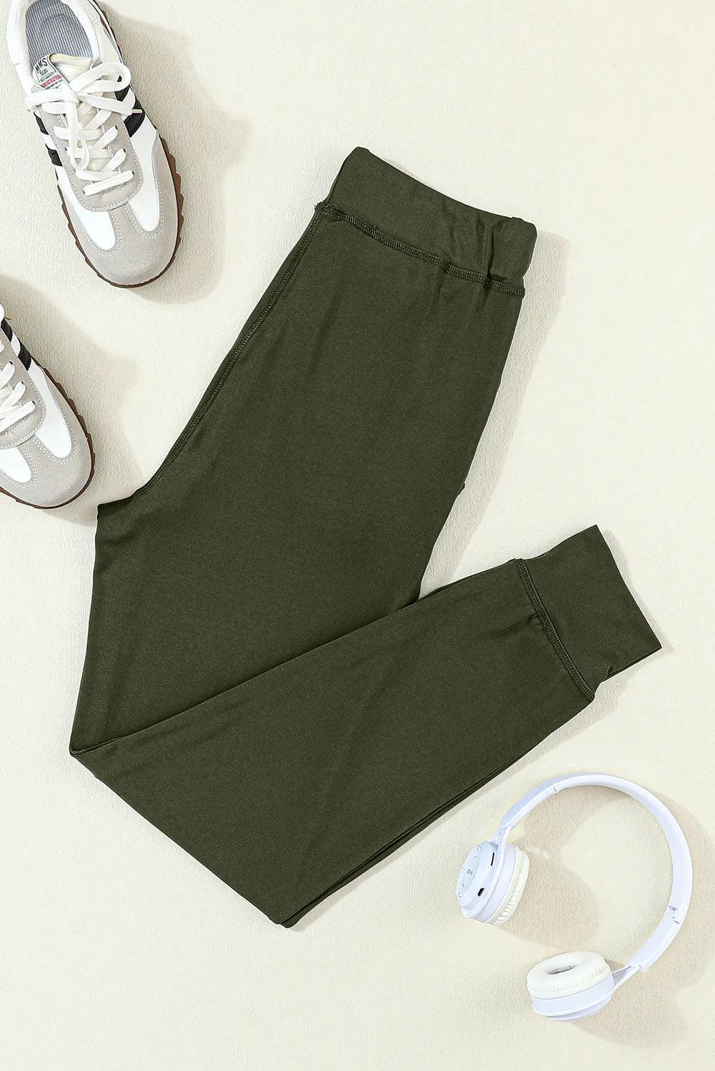 Moss Green Drawstring Waist Pocketed Joggers - Chic Meadow Boutique 