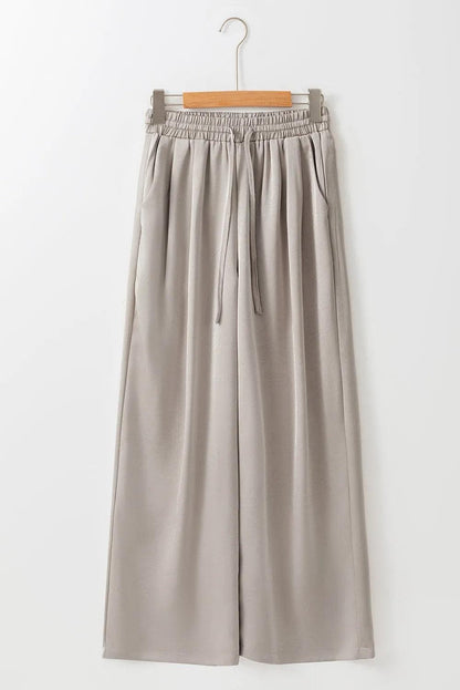 Bottoms/Pants & Culotte Jet Stream Solid Pleated Lace-up High Waist Wide Leg Pants