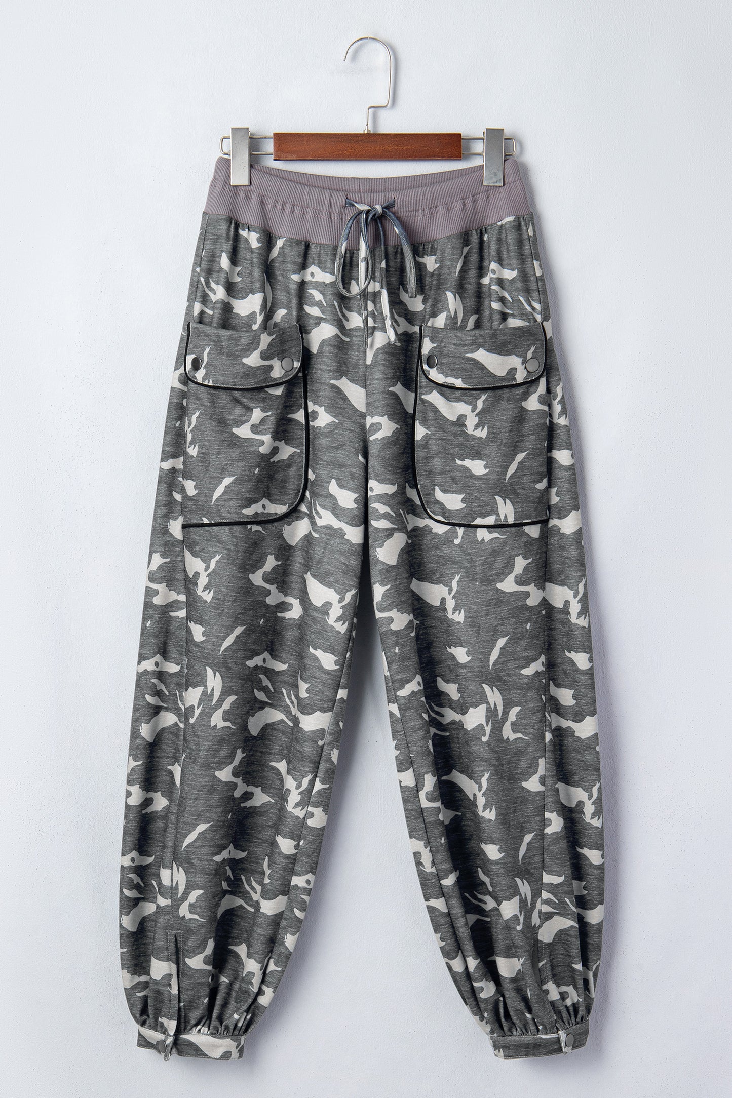 Multicolour Drawstring Contrast Waistband Camouflage Joggers Pants