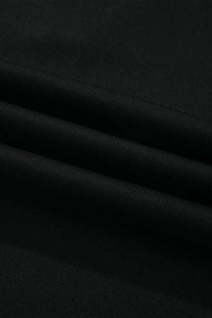 Black Preppy Striped Trim V Neck Polo Tee Drawstring Skirt Set