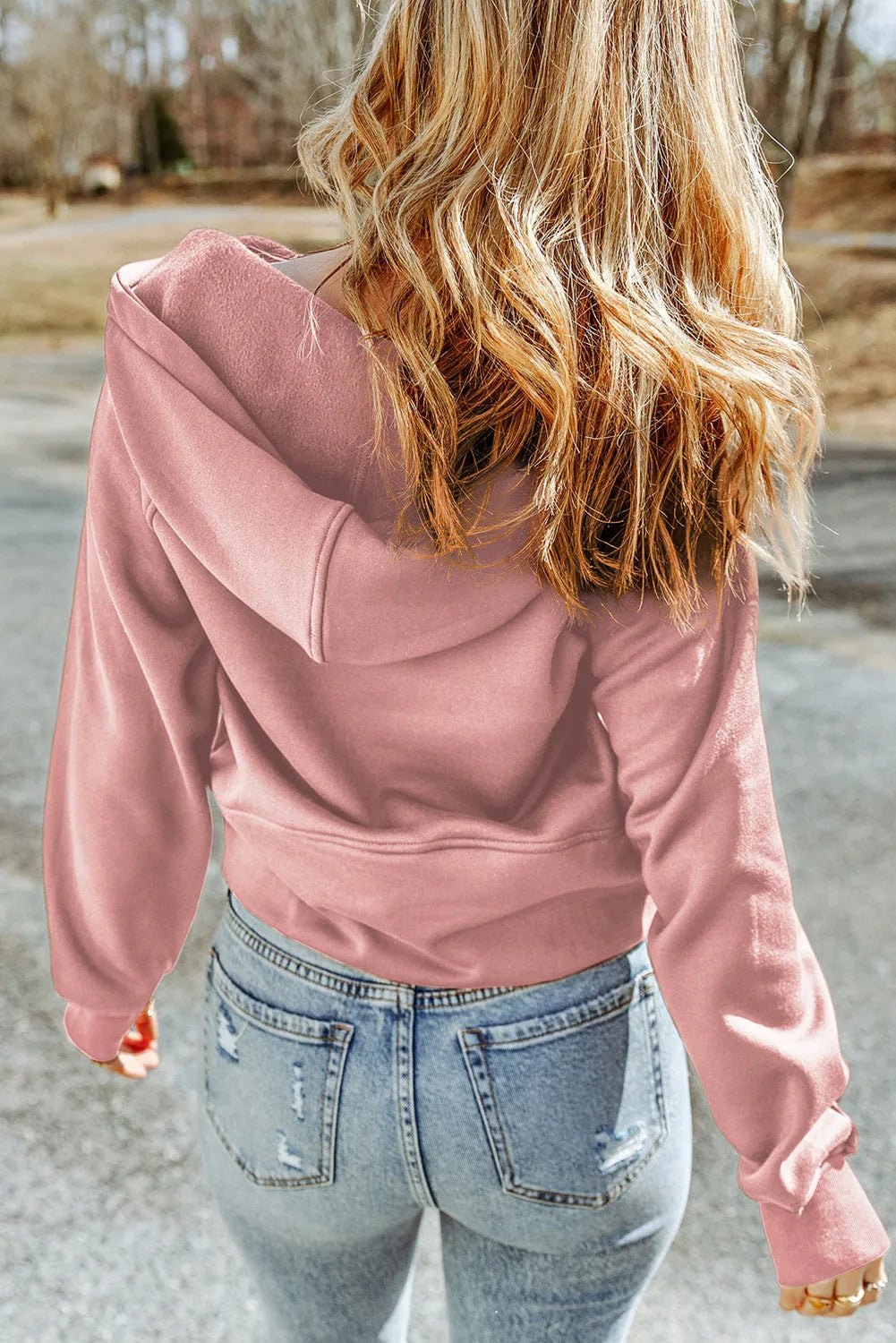 Pink Quarter Zip Kangaroo Pocket Hoodie - Chic Meadow Boutique 