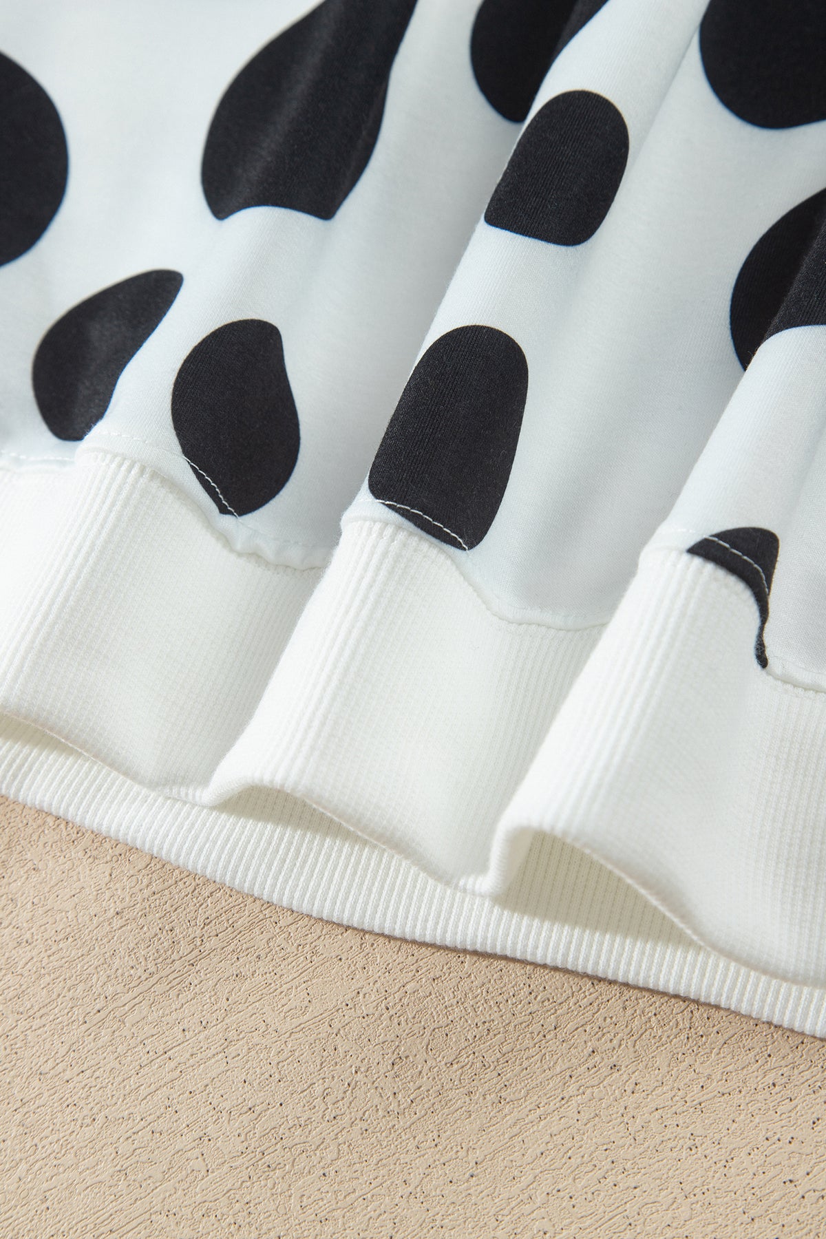 White Polka Dot Long Sleeve Top Drawstring Relaxed Pants Set