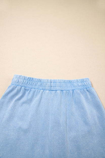 Myosotis 2 Pieces Mineral Wash Cotton Tank Top Lined Split Skirt Set