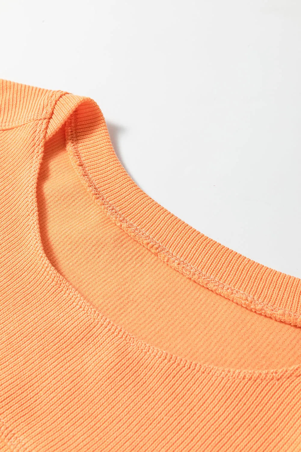 Tops/Long Sleeve Tops Grapefruit Orange Solid Color Textured High Low Long Sleeve Top