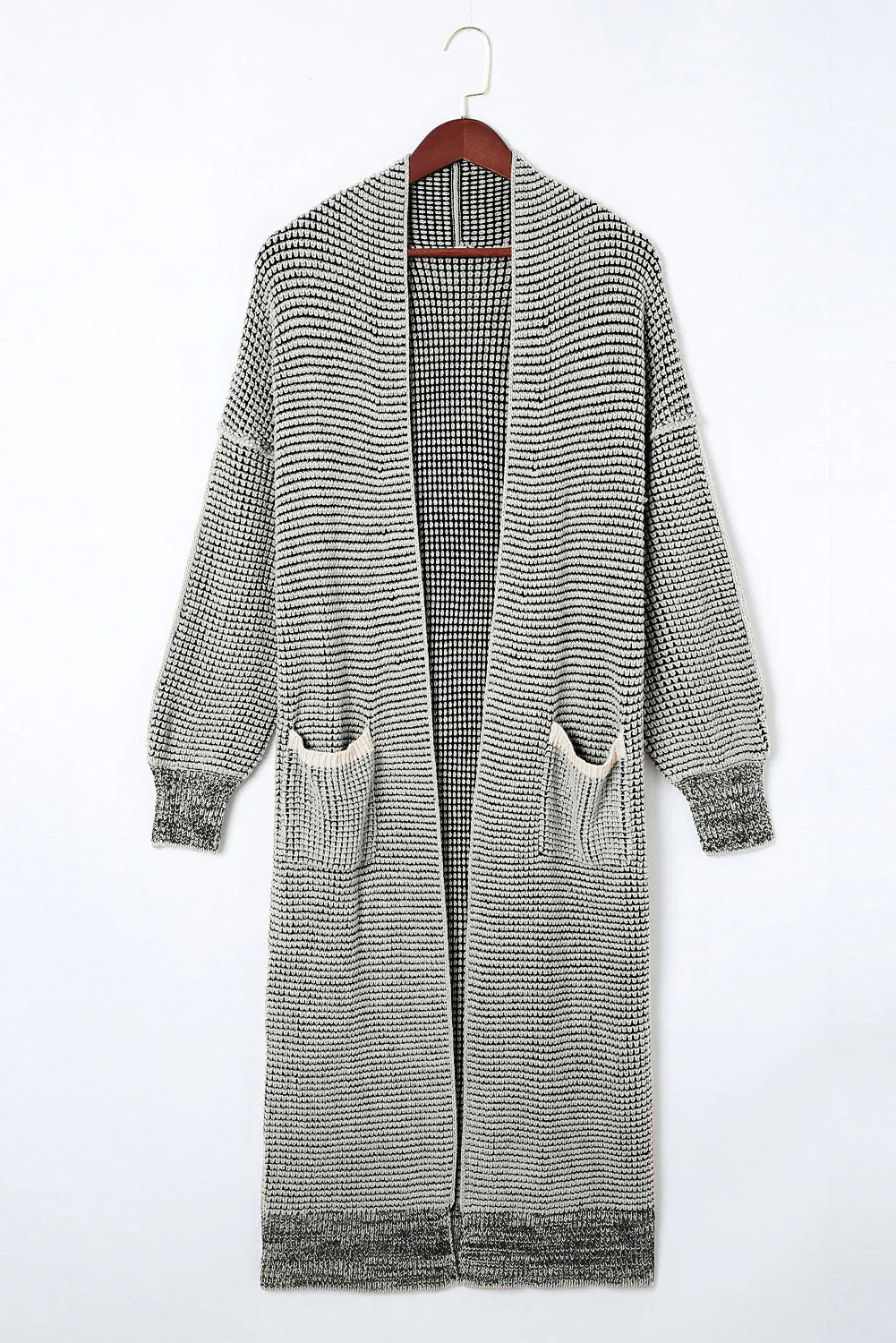 Gray Textured Knit Pocketed Duster Cardigan - Chic Meadow Boutique 