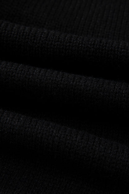 Black Festive Bow Backless Bubble Sleeve Sweater