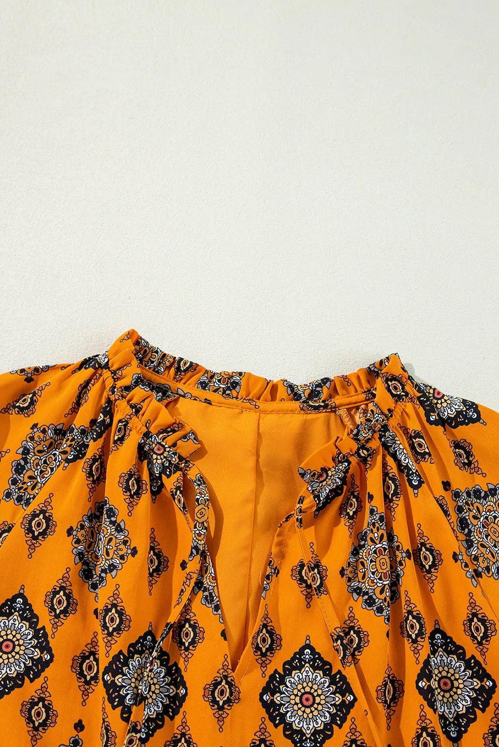 Dresses/Midi Dresses Orange Western Geometric Print Tiered Frilled Loose Fit Midi Dress