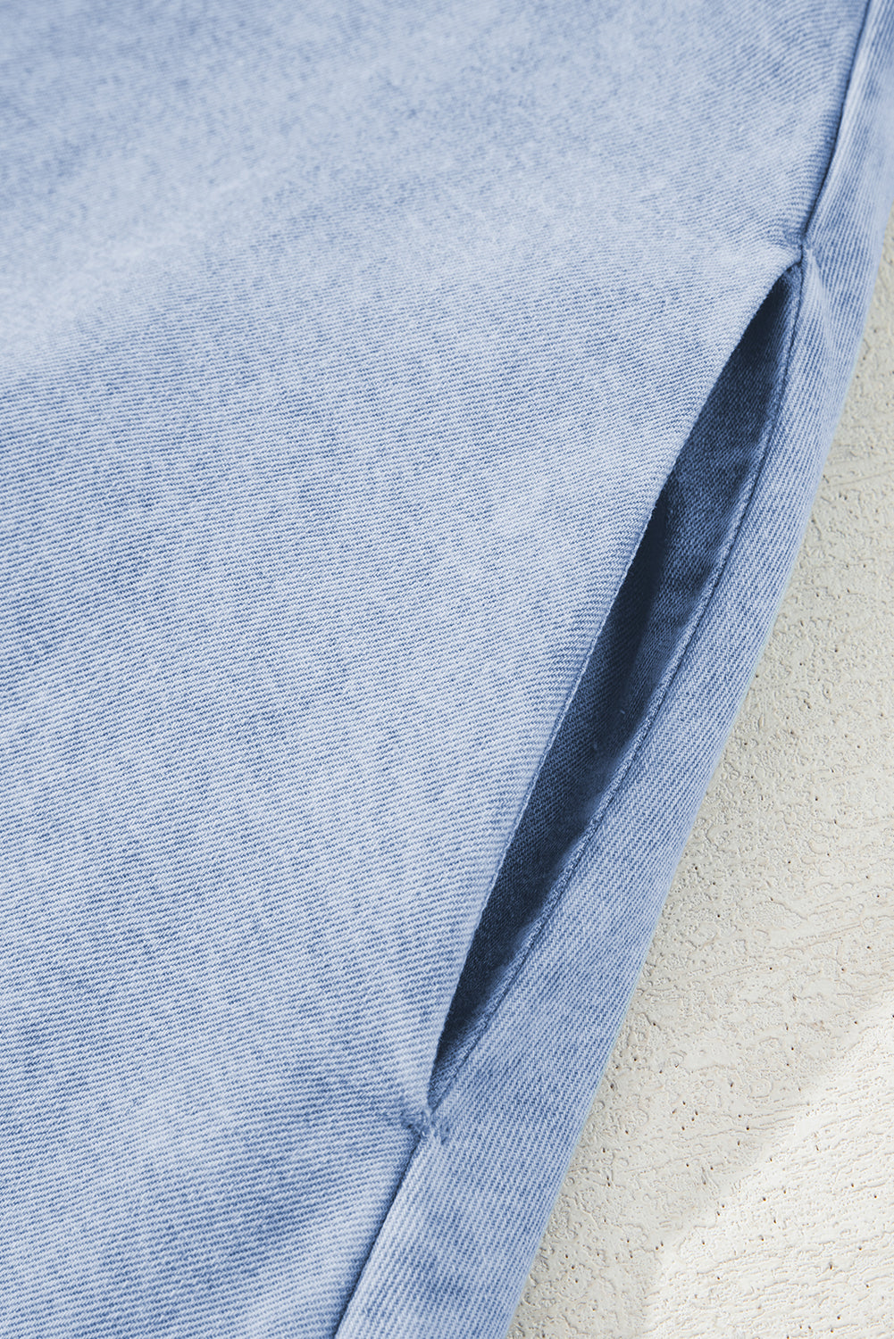 Beau Blue Double Ruffled Sleeves Buttoned A-line Collared Mini Denim Dress