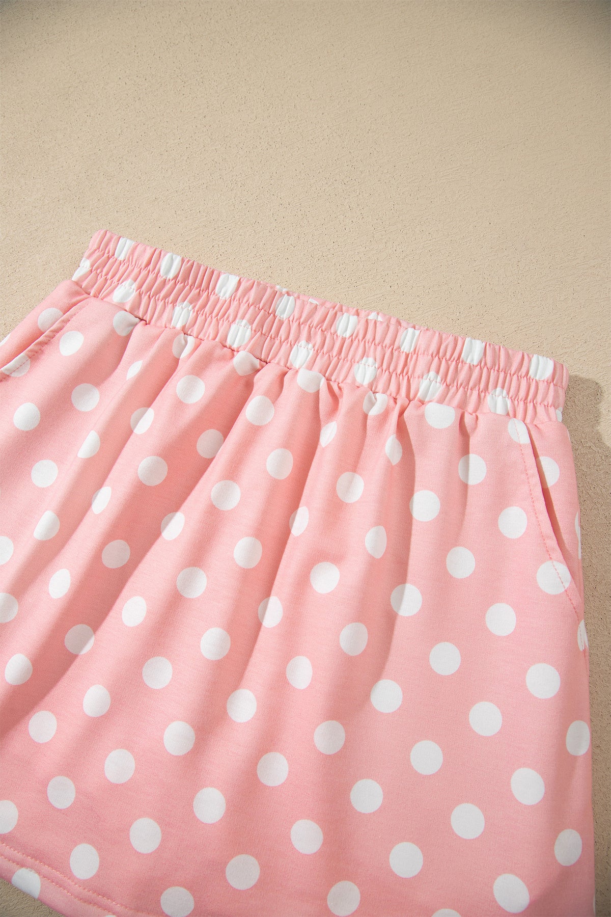 Pink Polka Dot Hooded Long Sleeve Top Casual Mini Skort Set