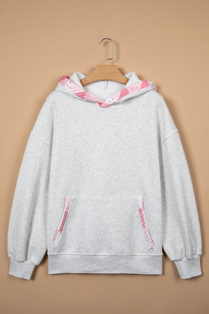 Gray Contrast Patchwork Oversized Hoodie
