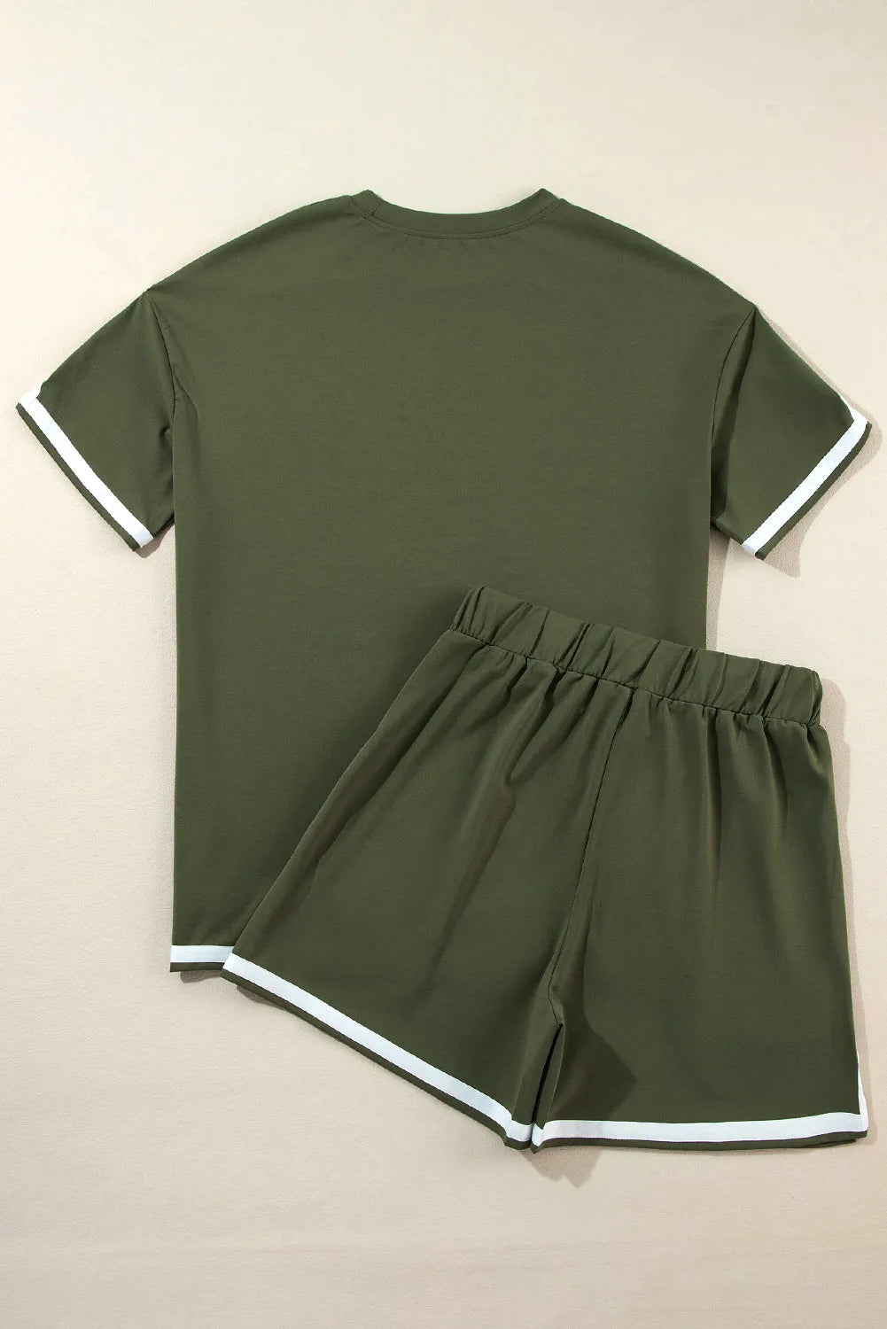 Vineyard Green Contrast Trim Tee and Shorts Set - Chic Meadow Boutique 