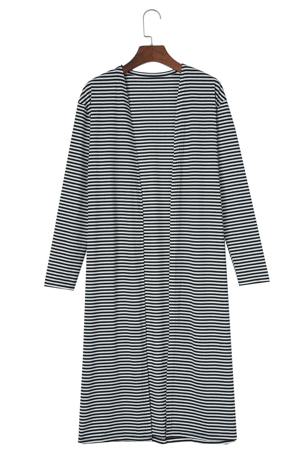 Stripe Open Front Long Cardigan - Chic Meadow Boutique 