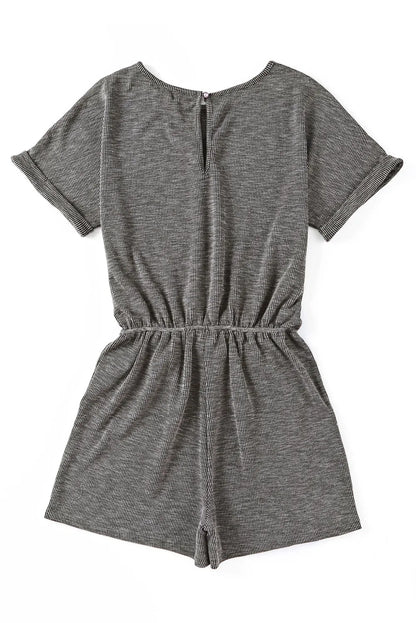 Bottoms/Jumpsuits & Rompers Gray Ribbed Elastic Waist Romper