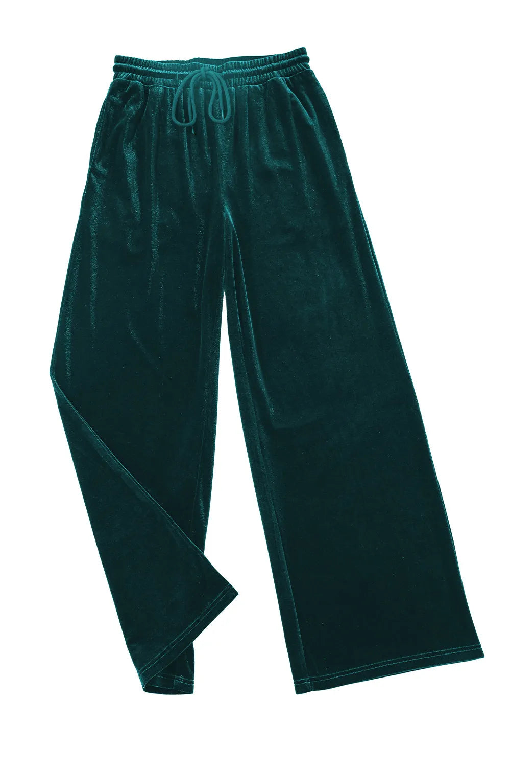 Evergreen Solid Drawstring Waist Wide Leg Pants - Chic Meadow Boutique 