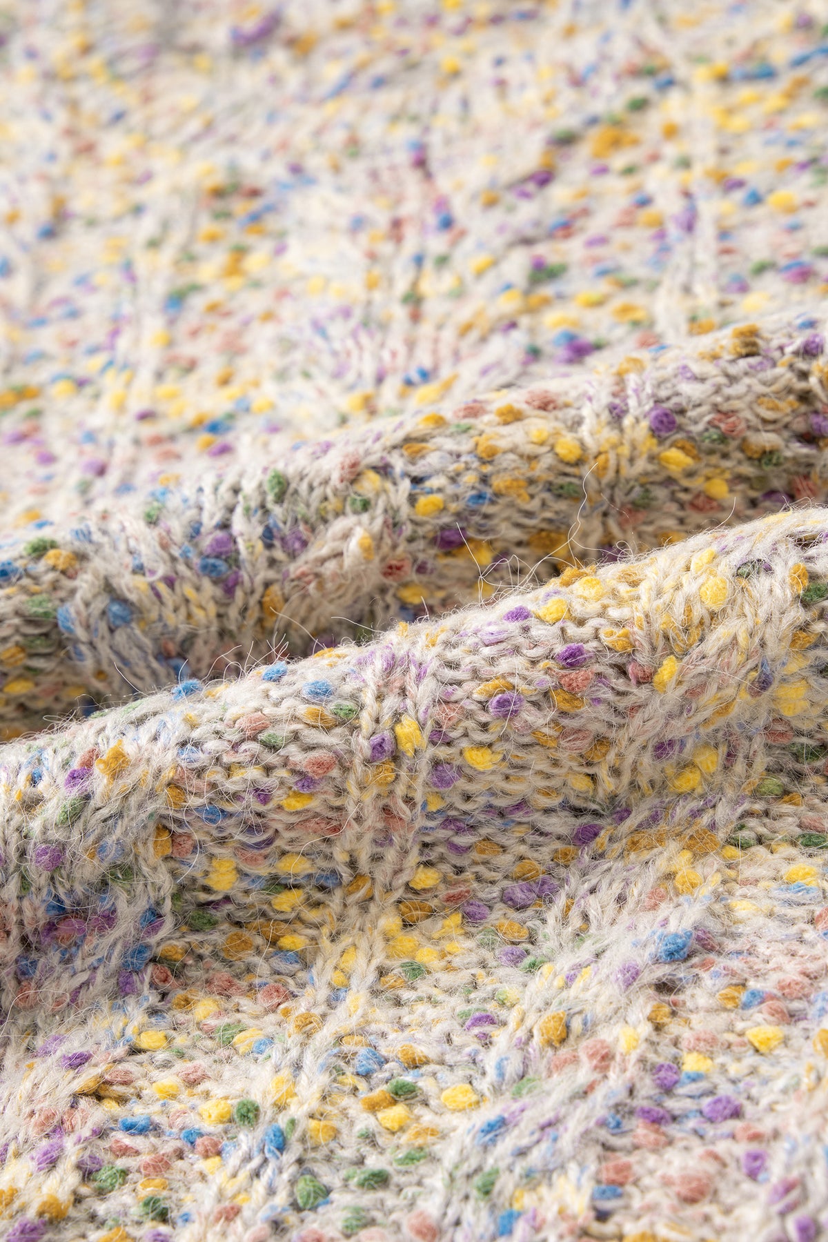 Multicolour Cozy Cable Knit Round Neck Long Sleeve Confetti Sweater