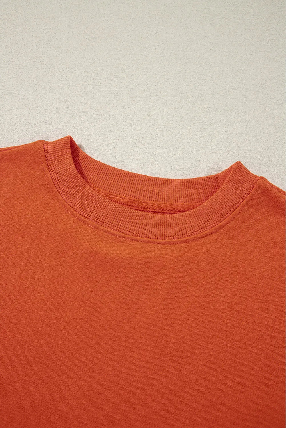 Orange Plain Drop Shoulder Crewneck Pullover Sweatshirt - Chic Meadow Boutique 