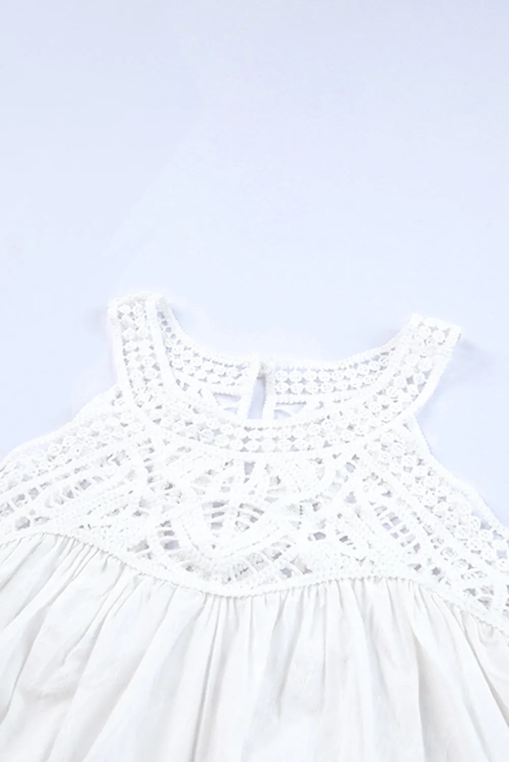 White Lace Crochet Sleeveless Babydoll Top - Chic Meadow Boutique 