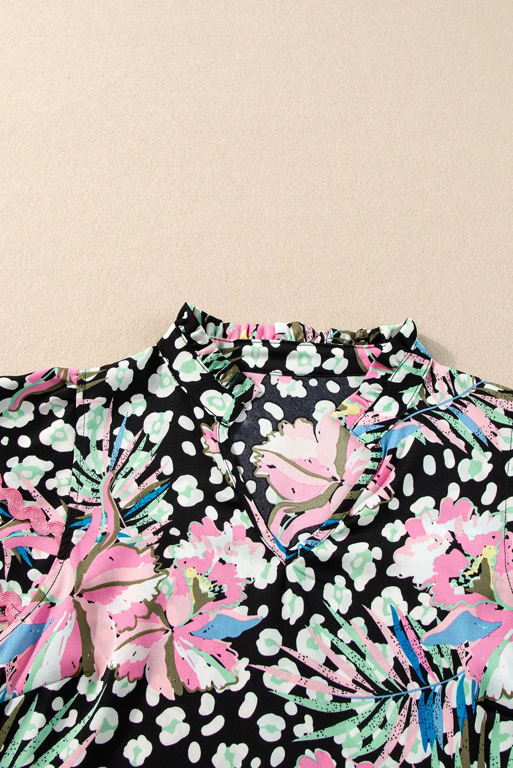 Pink Ricrac Floral Tiered Short Sleeve Blouse - Chic Meadow Boutique 