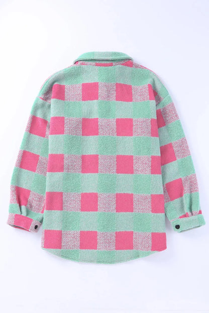 Pink Plaid Pattern Oversized Shacket - Chic Meadow Boutique 