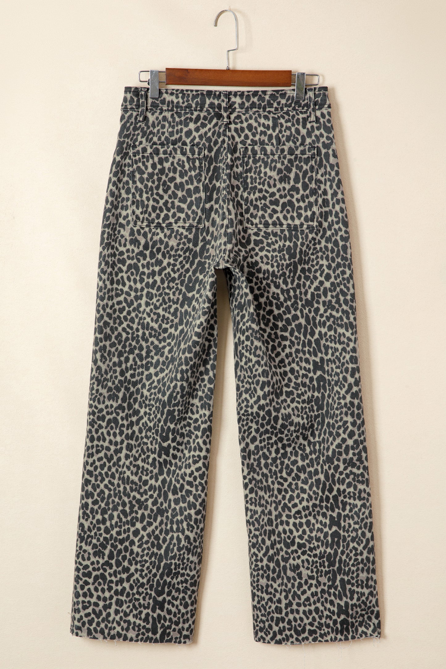 Black Leopard Print Wide Leg High Waist Jeans