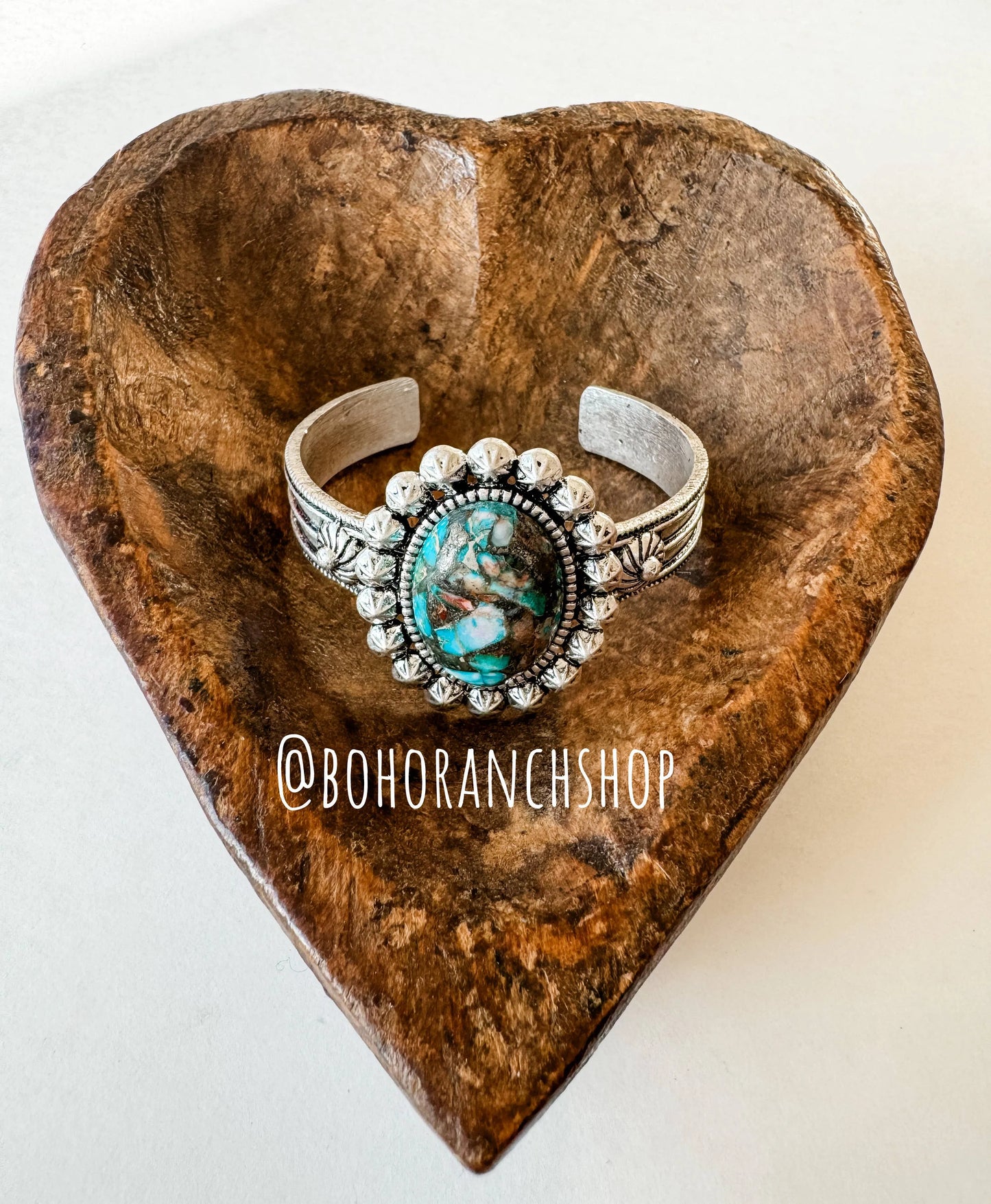 Western Compressed Gemstone Stone Cuff Bracelet - Chic Meadow Boutique 